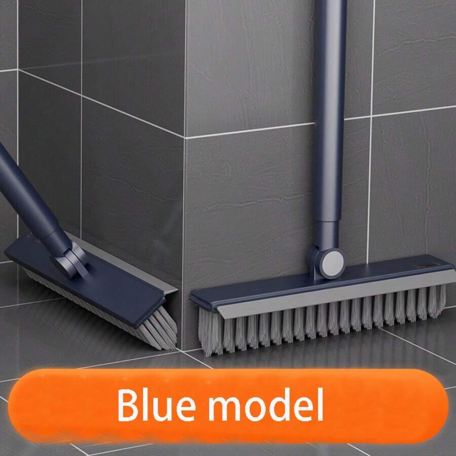 1pc 2-In-1 Floor Brush, Long Handle Crevice Brush, Upgraded Hard Bristle Cleaning Brush With Scraper, 120° Rotation, Suitable For Cleaning Bathroom, Glass, Patio, Kitchen, Back To School Essential
