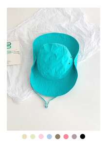 Dopamine Energetic Foldable Sun Hat, Unisex UV Protection Bucket Hat, Lightweight Quick-Dry Textured Wide Brim Fishing Hat, Outdoor Sunshade Hat, Casual Sun Hat - Drawstring Quick-drying - View 10