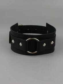 1pc Men's Leather Arm Band, Shirt Sleeve Cuff Style Arm Strap, Suitable For Daily Wear - Black - View 7