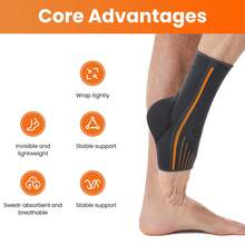 1pc Professional Ankle Support Sleeve, Provides Compression And Wrap For Ankle Joint, High Elasticity And Breathability, Suitable For Sports, Fitness, Running, Hiking, Tennis - Orange - View 4
