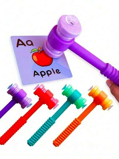 1pc Hammer Game, 4 Colors, Suction Card, Knowledge Card, Suction Cup Hammer, Rhythm Game, Suction Cup Game, Suitable For Classroom, Party Games, Teaching Tool