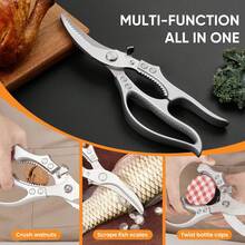 Heavy Duty Professional Kitchen Shears, With Sharp Stainless Steel Blades - Durable Construction, Serrated Non-Slip Handles And Locking Mechanism, For Cutting Meat, Bones, Chicken, Steak, Poultry - Suitable For Home And Commercial Kitchens (Butcher Shears)