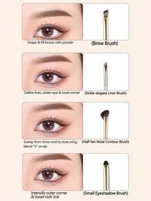 8件套专业眼部化妆刷套装，打造完美眼影、眼线和遮瑕妆容，精准眼妆必备 - 彩色 - 查看 8