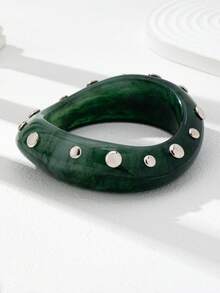 1件装厚树脂手镯，女士多层厚手镯套装，棕色亚克力手镯，日常基本款饰品 - 彩色 - 查看 31