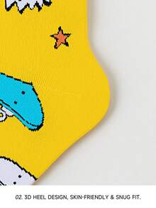 1/5 Pairs Unisex Cartoon Skateboard, Bicycle, Racing Car Graphic, Letter, Mountain Print Artistic Design Combed Cotton Crew Socks, Suitable For Travel, Home, Office, Holiday Gifts - Multicolor - View 5