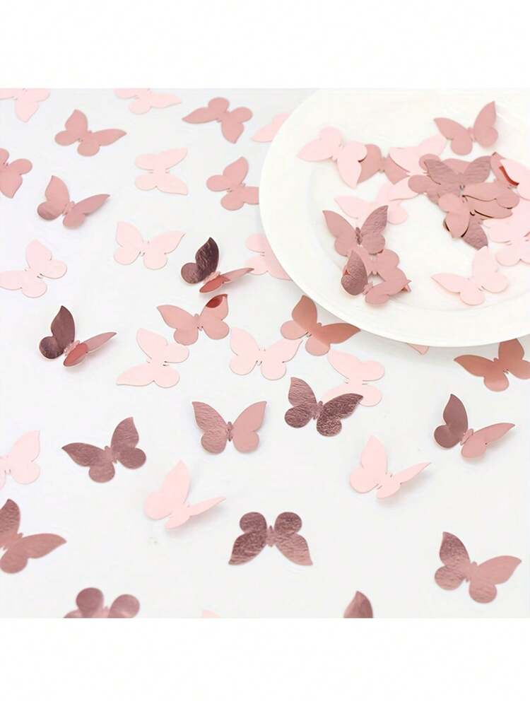 100pcs Colorful Butterfly Shaped Confetti, Suitable For Butterfly Themed Party Tabletop Decor, Butterfly Theme Birthday Wedding Party Decoration - Multicolor - View 3