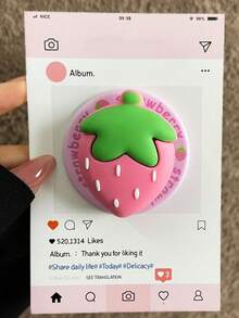 Flower Series Elements Silicone 1pc 3D Food-Shaped Magnetic Phone Holder, Cute Cartoon Silicone Fruit, Compatible With Magsafe Phones (Phone Cases), Extendable & Foldable, Suitable For Desk Viewing, February Valentine's Day Gift - Multicolor - View 2