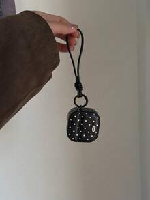 复古极简黑白波点挂绳保护套，兼容 Pro 3、第四代无线蓝牙苹果耳机、Pro 新款 3、Pro 2，防摔保护套，韩版风格 - 黑與白 - 查看 7