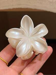 2个/1个 女士3.03英寸镀金珍珠白花朵造型塑料发夹，优雅百搭，适合日常、休闲、派对、通勤、度假、马尾辫、发髻、洗脸、化妆、搭配服装 - 彩色 - 查看 4