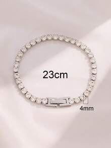 1条奢华嘻哈风4毫米不锈钢立方氧化锆水晶网球手链，男女皆宜，链条饰品 - 4mm手鍊 - 查看 13