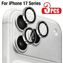 Yezodawee 3pcs Camera Lens Protector, Aluminum Alloy Metal Full Coverage Tempered Glass Compatible With IPhone 11/12/13/14/15/16 Pro Max/Mini - Silver - View 13