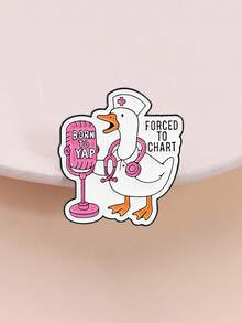 1 Piece Medical Workplace Self-Deprecating Enamel Pin Badge Nurse Duck Anthropomorphic Born To Yap Forced To Chart Slogan Cute Pin For Nurse Community Daily Wear And Professional Community Emotional Bonding Scene - Multicolor - View 1