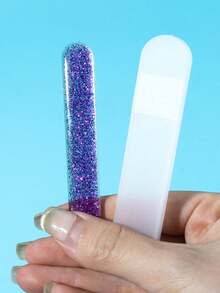 1pc Glass Cuticle Pusher Nail File With Storage Box, Nano Glass Buffing Block - Create 3D Nail Surface - Nail Shaping - Multiple Colors - Multicolor - View 7