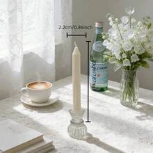 1pc White Long Stem Scented Candle (Candle Holder Not Included), Available In Various Shapes: Beaded, Twisted, Spiral, Wavy, And Striped. Made Of Smokeless Soy Wax, Suitable For Home Decor, Holiday Decor, Living Room Decor, Party Decor, Creating Romantic Ambiance, Candlelight Dinner, Photography Props, Wedding And Wedding Decor, Wedding Gifts, And Women Gifts. - Multicolor - View 16