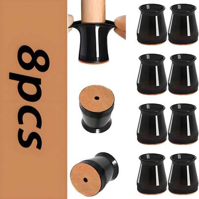 4/8 件装硅胶椅腿地板保护垫，圆形毛毡底垫，适用于木地板，经久耐用，防滑降噪，保护家具脚。尺寸小巧，易于安装，适用于家庭、餐厅、书店、公寓和办公室等场所，防滑家具脚套。