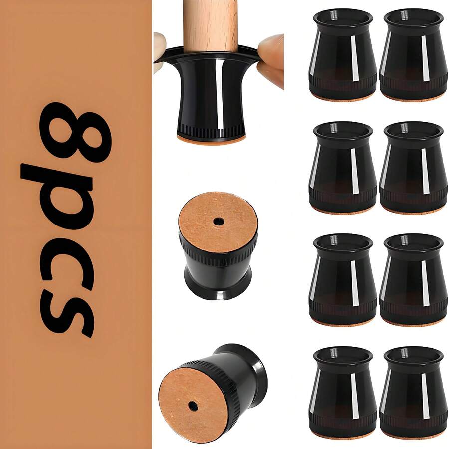 4/8 件装硅胶椅腿地板保护垫，圆形毛毡底垫，适用于木地板，经久耐用，防滑降噪，保护家具脚。尺寸小巧，易于安装，适用于家庭、餐厅、书店、公寓和办公室等场所，防滑家具脚套。 - 黑色淺棕色 - 查看 1