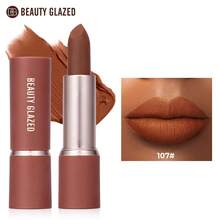 beauty glazed Set de Lápiz Labial Mate, Color Nude, Hidratante, de Larga Duración, Caja de Regalo Cosmético Resistente al Agua - #107 - Ver 10