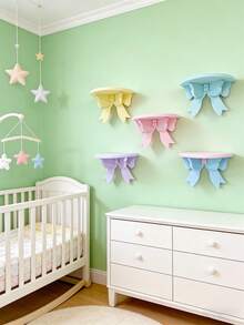 1个木质弓形壁挂式收纳架，墙面装饰收纳架，适用于装饰婴儿房、儿童房、客厅、卧室、餐厅和浴室，实用收纳架 - 彩色 - 查看 6