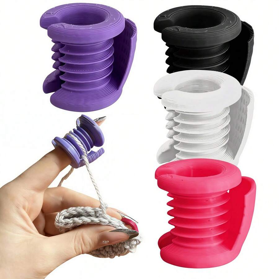 Adjustable Crochet Tension Ring | Non-Slip Comfortable Finger Protector, Suitable For Beginners And Advanced Knitters, 3D Printed Yarn Holder, Finger Guard, Lightweight Portable Handcraft Accessory - Multicolor - View 1