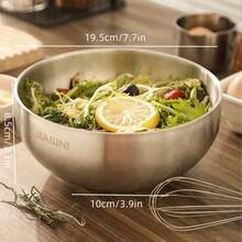 1-5pcs Stainless Steel Double Layer Bowls, Large Capacity, Heat Insulation, Suitable For Eating, Soup, Home Use - Double-layer Thickened Bowl - View 8