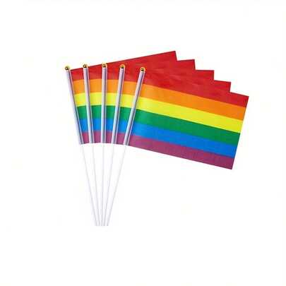 10 piezas de Banderas del Orgullo LGBTQ+ de colores del arcoíris, de 5*8 pulgadas, con colores vibrantes y resistentes a la decoloración - Banderas para el Día del Orgullo Gay, Desfile del Orgullo LGBTQ, Comunidad LGBTQ