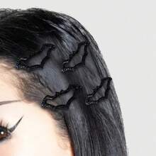 4pcs Fashion Gothic Dark Flash Spotted Bat Hair Clip, Suitable For Women's Daily Wear, Perfect Gift - 黑色 - 查看 1