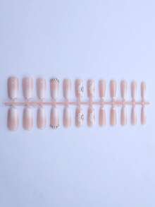 24pcs Y2k Style Nails Medium Square Press On Nails White Gradient French Glossy Full Cover Fake Nail Graceful False Nails With Flower And Emerald Gemstones For Women And Girls - Includes Nail File & Jelly Adhesive - Multicolor - View 4