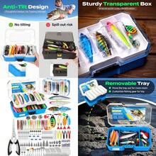 Fishing Lures Kit With Removable Tray 373PCS Fishing Tackle Box With Tackle Included Fishing Gear Pliers Weights Hooks Accessories Fishing Tackle Lure Kit Gifts For Men Bass Trout - 如圖 - 查看 1