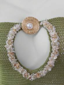 Women's New Green Circular Hardware Cut-Out Back Tie Strapless Backless Semi-Sheer Double Layer Ruffled Hem Slim-Fit Mini Dress, Fashionable Casual Vacation Sexy Romantic Party Beach Valentine's Day Mini Dress, Spring And Summer - Olive Green - View 7