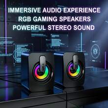 Wired Computer Speakers, HIFI Stereo Microphone USB Powered Speakers With LED Lights, Suitable For Desktop PC