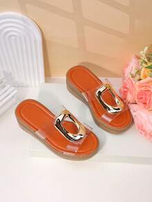 Girls' Fashion Slippers, Casual High Heel Wedge Sandals, Cute For Spring And Summer - Brown - View 8