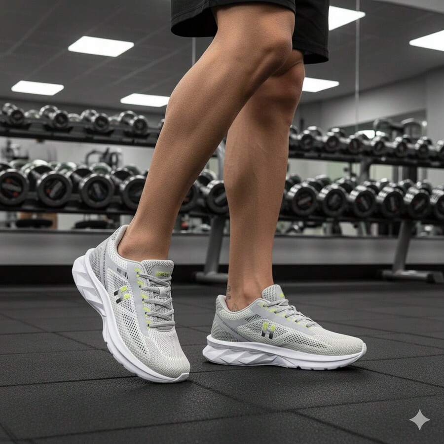 Men's Athletic Shoes For Gym Training, Running, Fitness, Soft, Lightweight, Affordable, New Release - 灰綠色 - 查看 1