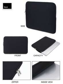 1pc Solid Color Casual Laptop Sleeve Bag For 11.6/12.5/13.3/14/15.4/15.6 Inch Notebooks - Black - View 7