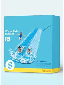 Joyfy Tobogán acuático de 22.5 pies de doble carril con salpicaduras de agua, tobogán de agua para jardín trasero de verano con rociador incorporado e tabla de bodyboard inflable - Azul menta - Ver 7