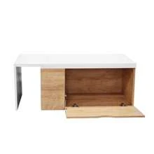 MOBI Mesa de Centro Desplazable con Almacenamiento de Madera ubio - Color Blanco/Café - Largo 100 x o 40 Mesa iliar Mesa de Sala - Blanco - Ver 5