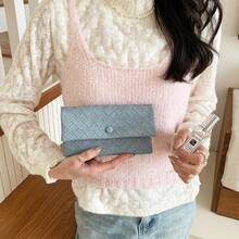 黑色长款女士钱包，精致高端2026新款小众妈妈薄皮钱包，编织软袋 - 彩色 - 查看 11