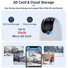 JOOAN PTZ Wireless IP Camera 5G WiFi Dual Lens Dual Screen Camera Auto Tracking Babysitting Monitor Street Security Camera - Black and White - View 4