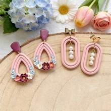 1/10Pcs Organic Outline Geometry Polymer Clay Cutters Multiple Lines Drop Ellipse Ribbed Earrings Jewelry Soft Pottery Clay Making Tools - White - View 5