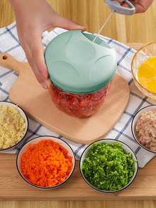 5-Blade 900ml/500ml Manual Garlic Press Crusher, Homemade Garlic Paste Maker, Manual Meat Grinder, Vegetable Shredder - Multicolor - View 5