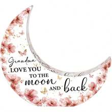 1件“奶奶爱你到月球再返回”礼物，月亮形状亚克力牌，孙辈送给奶奶的最佳生日礼物 - 彩色 - 查看 14