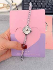 女士手链手表，粉色水晶石英表，适合日常佩戴、开学季、情人节礼物 - 均碼 - 查看 11