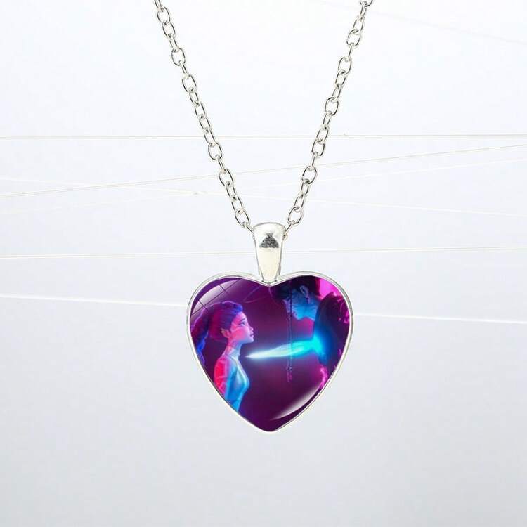 1pc European & American Style Lace Heart-Shaped KPOP Witch Hunting Girl Group Collarbone Chain, Daily Versatile Crystal Inlaid Pendant Necklace, Character Choker, Witcher Sisterhood Accessory - Multicolor - View 8