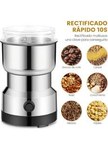 Mini Molino De Cafe Electrico Moledor De Especias Granos Plata, de Acero Inoxidable - Tipo de Enchufe A Japonés (100V) - Ver 4