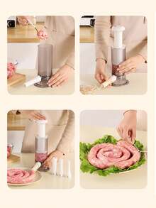 1pc Manual Sausage Stuffer Machine With 4 Different Nozzles - Handheld Sausage Filler, Home Kitchen Sausage Stuffer Tool, Durable Plastic Meat Grinder For Homemade Sausage, No-Electricity Operation, Easy To Use And Clean, 2 Colors Available - Multicolor - View 8