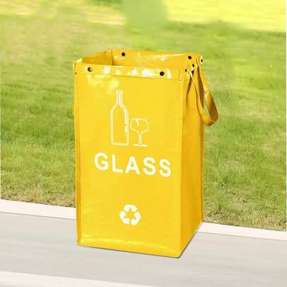 1pc 40L PP Material Outdoor Trash Can, Waterproof Foldable Storage Basket, Suitable For Outdoor Yard