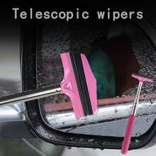 1pc Extendable Car Rearview Mirror Windshield Wiper, 98cm Long Handle Auto Cleaning Tool, Easily Removes Fog, Water Stains On Glass - 1pc Pink Telescopic Wiper - View 2