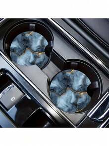 两套灰色大理石纹亚克力汽车杯垫 - 耐热亚克力材质，男女皆宜，是装饰汽车配件的理想之选，情人节礼物 | 耐热杯垫 - A - 查看 6