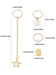 28pcs Pearl Butterfly Messy Scrunchies & Fashion Metal Hair Clips Set - Punk Hip Hop Style Metal Hair Accessories