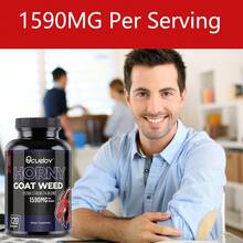 Bcuelov Epimedium Capsules, 1590 Mg Per Serving, Containing Saw Palmetto Berry Powder And Ginseng Root Powder, Supports Energy Levels, 120 Capsules. - 1 Bottle - 查看 6