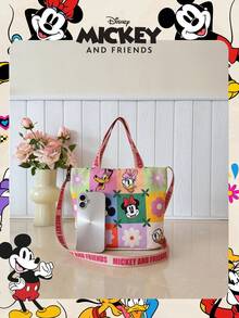 Disney Officially Licensed 1 Pc Mickey Mouse Lunch Bag Handbag Printed Tote Bag,Women's Cute Cartoon Handheld Bag For Daily Use, Casual Canvas Shoulder Bag For Easy Carry –For Women/Girls For Shopping/Daily Use /Fashion Accessories - Multicolor - View 5